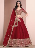 Art Silk Red Wedding Wear Sequins Work Lehenga Choli